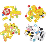 Maxbell Cartoon Animal Assemble Toys Tiger & Zebra Shaped Wooden Puzzle Children Developmental Toy