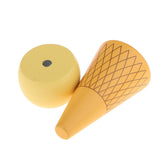 Maxbell Kitchen Food Play Toy Wooden Magnetic Decorative Ice Cream Cone Kid Yellow