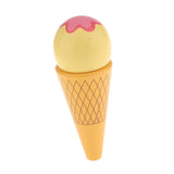 Maxbell Kitchen Food Play Toy Wooden Magnetic Decorative Ice Cream Cone Kid Yellow