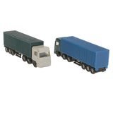 Maxbell 2Pcs Model Container Truck Figure Transporter Truck Vehicle Car 1:150 N Scale Building Scenery Layout