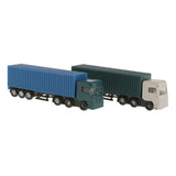 Maxbell 2Pcs Model Container Truck Figure Transporter Truck Vehicle Car 1:150 N Scale Building Scenery Layout