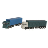 Maxbell 2Pcs Model Container Truck Figure Transporter Truck Vehicle Car 1:150 N Scale Building Scenery Layout