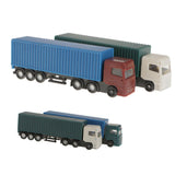 Maxbell 2Pcs Model Container Truck Figure Transporter Truck Vehicle Car 1:150 N Scale Building Scenery Layout