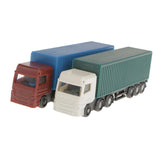 Maxbell 2Pcs Model Container Truck Figure Transporter Truck Vehicle Car 1:100 HO Scale Building Scenery Layout