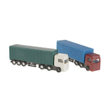 Maxbell 2Pcs Model Container Truck Figure Transporter Truck Vehicle Car 1:100 HO Scale Building Scenery Layout