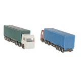 Maxbell 2Pcs Model Container Truck Figure Transporter Truck Vehicle Car 1:100 HO Scale Building Scenery Layout