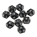 Maxbell Pack of 10pcs Pearl Black D12 Twelve Sided Game Dice D&D TRPG Games Party Supplies