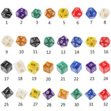 Maxbell Pack of 10pcs Pearl Green D12 Twelve Sided Game Dice D&D TRPG Games Party Supplies