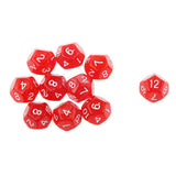 Maxbell Pack of 10pcs Pearl Red D12 Twelve Sided Game Dice D&D TRPG Games Party Supplies