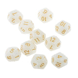 Maxbell Pack of 10pcs Pearl White D12 Twelve Sided Game Dice D&D TRPG Games Party Supplies