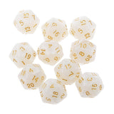 Maxbell Pack of 10pcs Pearl White D20 Twenty Sided Game Dice D&D TRPG Games Party Supplies
