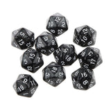 Maxbell Pack of 10pcs Pearl Black D20 Twenty Sided Game Dice D&D TRPG Games Party Supplies