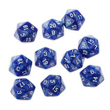 Maxbell Pack of 10pcs Pearl Blue D20 Twenty Sided Game Dice D&D TRPG Games Party Supplies