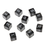 Maxbell Pack of 10pcs Pearl Black D6 Six Sided Game Dice D&D TRPG Games Party Supplies Toys