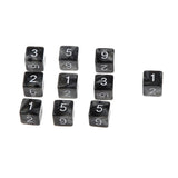 Maxbell Pack of 10pcs Pearl Black D6 Six Sided Game Dice D&D TRPG Games Party Supplies Toys