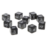 Maxbell Pack of 10pcs Pearl Black D6 Six Sided Game Dice D&D TRPG Games Party Supplies Toys