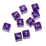 Maxbell Pack of 10pcs Pearl Purple D6 Six Sided Game Dice D&D TRPG Games Party Supplies Toys