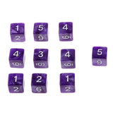 Maxbell Pack of 10pcs Pearl Purple D6 Six Sided Game Dice D&D TRPG Games Party Supplies Toys