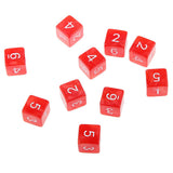 Maxbell Pack of 10pcs Pearl Red D6 Six Sided Game Dice D&D TRPG Games Party Supplies Toys