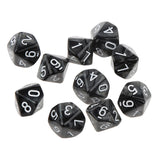 Maxbell Pack of 10pcs Pearl Black D10 Ten Sided Game Dice D&D TRPG Games Party Supplies Toys