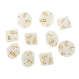 Maxbell Pack of 10pcs Pearl White D10 Ten Sided Game Dice D&D TRPG Games Party Supplies Toys