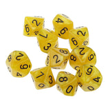 Maxbell Pack of 10pcs Pearl Yellow D10 Ten Sided Game Dice D&D TRPG Games Party Supplies Toys