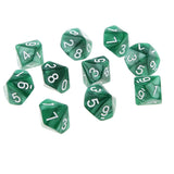 Maxbell Pack of 10pcs Pearl Green D10 Ten Sided Game Dice D&D TRPG Games Party Supplies Toys