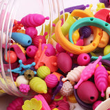 Maxbell Parents Pop Beads Art Craft Kit Toy Gift DIY Wristlet Hair Band Multicolored Set of 188