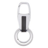 Alloy Metal Car Double Loop Waist Hanging Keeper Key Ring Steel Color