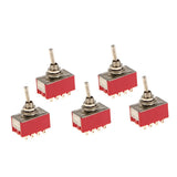 Maxbell 5pcs Red On/On Mini Toggle Switch 12 PIN 4PDT Length 35mm