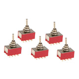 Maxbell 5pcs Red On/On Mini Toggle Switch 12 PIN 4PDT Length 35mm