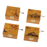 Maxbell Tiny Scenery Wood Music Box Hand-cranked Melody Box Desk Decoration Crafts