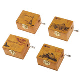 Maxbell Tiny Scenery Wood Music Box Hand-cranked Melody Box Desk Decoration Crafts