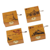 Maxbell Tiny Scenery Wood Music Box Hand-cranked Melody Box Desk Decoration Crafts