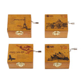 Maxbell Tiny Scenery Wood Music Box Hand-cranked Melody Box Desk Decoration Crafts