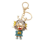 Maxbell Cute Dragon Charm Pendant Crystal Purse Bag Car Key Chain Ring Keychain Keyring Blue