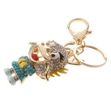 Maxbell Cute Dragon Charm Pendant Crystal Purse Bag Car Key Chain Ring Keychain Keyring Blue