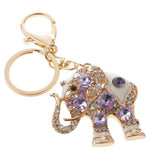 Elephant Keychain Crystal Keyring Key Ring Chain Keyfob Bag Charm Pendant Purple