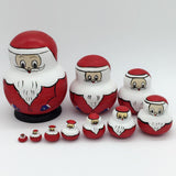 Maxbell Set of 10pcs Wooden Charistmas Xmas Santa Claus Nesting Dolls Matryoshka Toy