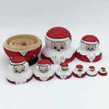 Maxbell Set of 10pcs Wooden Charistmas Xmas Santa Claus Nesting Dolls Matryoshka Toy