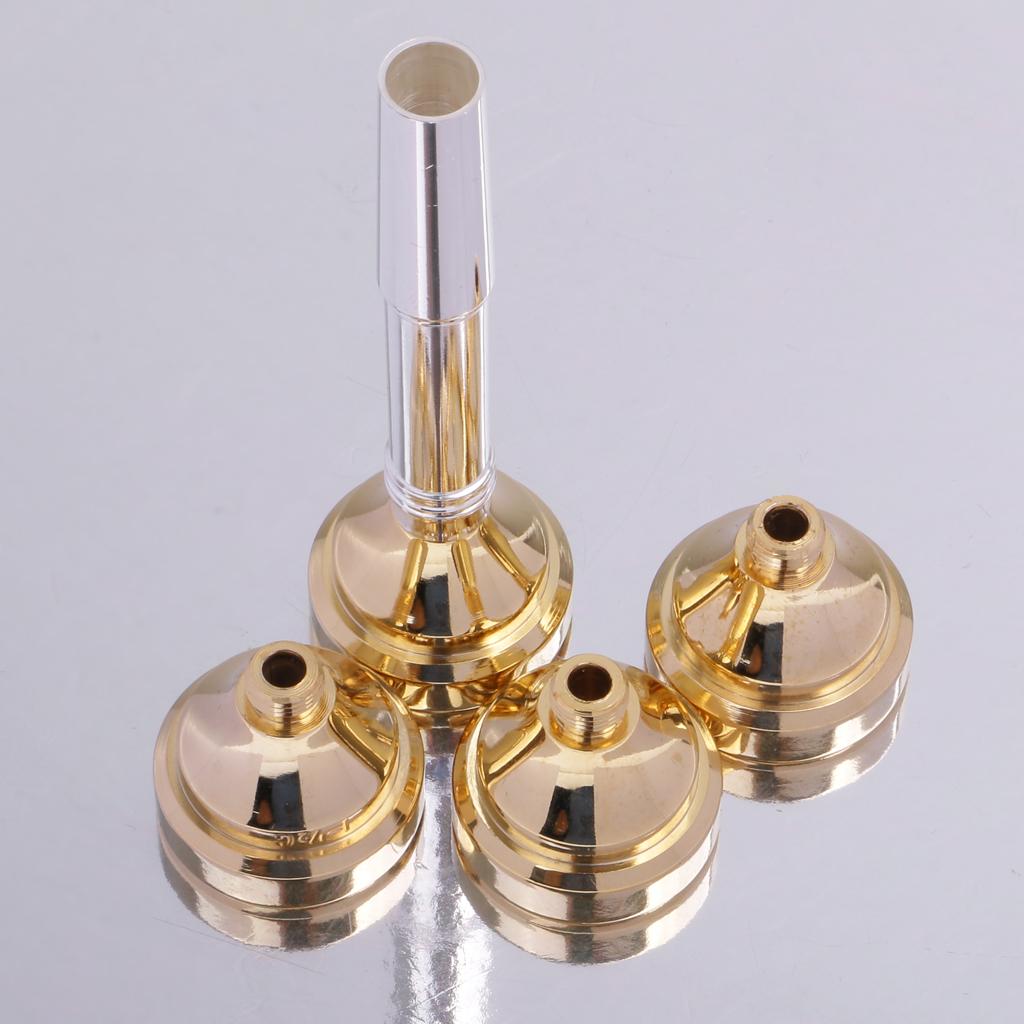 Maxbell Trumpet Mouthpiece 4 Sizes Set 3C 5C 7C 1-1/2C Gold Plated Mouth Pieces Kit