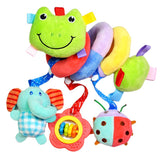 Maxbell Cute Spiral Activity Stroller Car Seat Cot Lathe Hanging Bell Baby Play Travel Toys Newborn Baby Rattles Infant Soft Plush Toys Frog