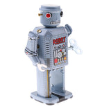 Max Vintage Wind Up Clockwork Mechanical Walking Large Eye Robot Model Tin Toy
