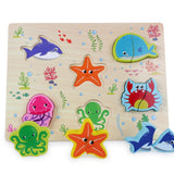 Maxbell Wooden 3D Jigsaw Puzzle Baby Toddler Preschool Educational Toys Sea Animals