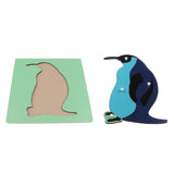 Maxbell Montessori Wooden Animals Jigsaw Puzzle Panel Kids Baby Toys Penguin