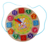 Maxbell Wooden Digital Clock Toy Lacing String Beads Kids Learn Time Numbers Rabbit