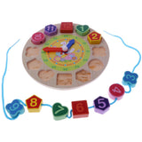 Maxbell Wooden Digital Clock Toy Lacing String Beads Kids Learn Time Numbers Rabbit