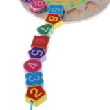 Maxbell Wooden Digital Clock Toy Lacing String Beads Kids Learn Time Numbers Rabbit