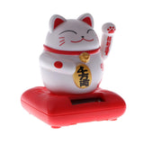 Maxbell Solar Powered Raising Paw Fortune Cat Animal Figure Toy Home Decor Red