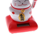 Maxbell Solar Powered Raising Paw Fortune Cat Animal Figure Toy Home Decor Red